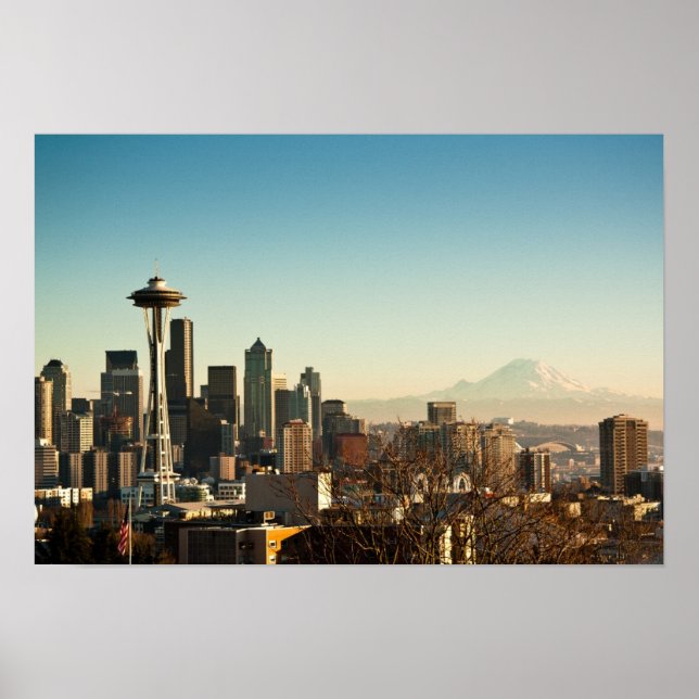 Poster Seattle skyline et Space Needle (Devant)