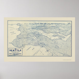 Poster Seattle, WA Carte panoramique - 1925