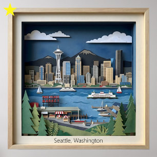 Poster Seattle Washington Amérique Art de papier en couch