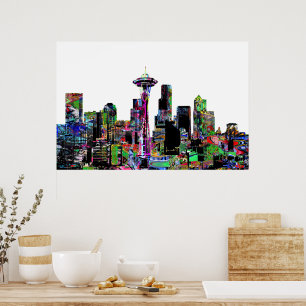 Poster Seattle, Washington en graffiti