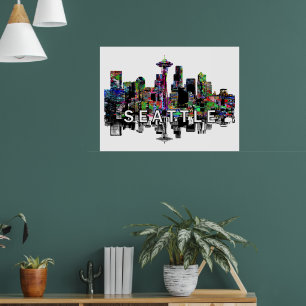 Poster Seattle, Washington en graffiti