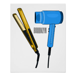Poster Sèche-cheveux & lisseuse-cheveux illustration