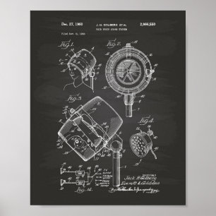 Poster Sèche-cheveux Système 1960 Brevet Art Chalkboard
