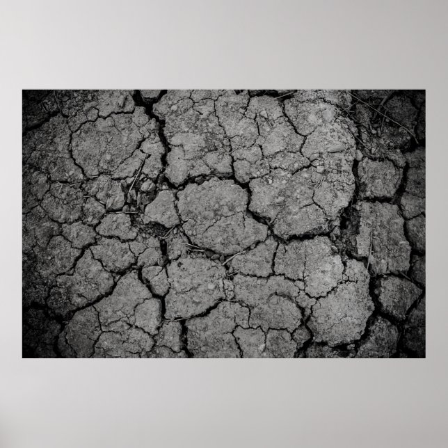 Poster Sècheresse gris sol aride (Devant)