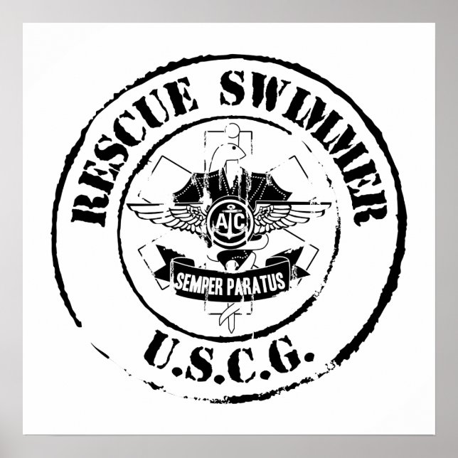 Poster Secourir Swimmer (Grunge) (Devant)