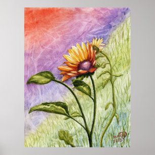 Poster Secrets de tournesol au coucher du soleil