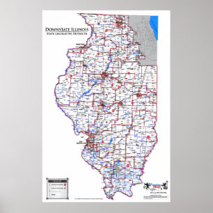 Poster Secteurs législatifs d'état - Downstate l'Illinois