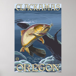 Poster Section de la pêche à la truite - Clackamas,