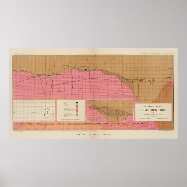 Poster Section horizontale du Lode Comstock Nord (Devant)
