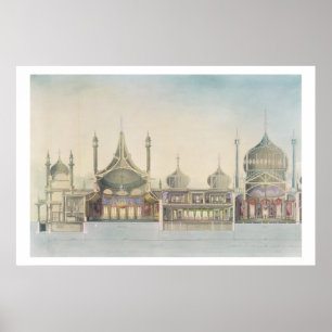 Poster Section longitudinale (L à R) Organe, Salle de mus