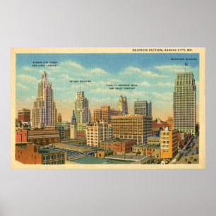 Poster Section vintage Kansas City, MOIS d'affaires