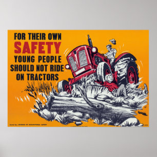 Poster Sécurité des tracteurs vintages