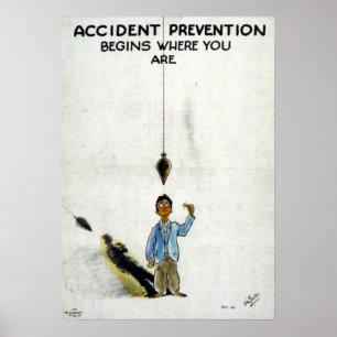 Poster Sécurité vintage de la Seconde Guerre mondiale