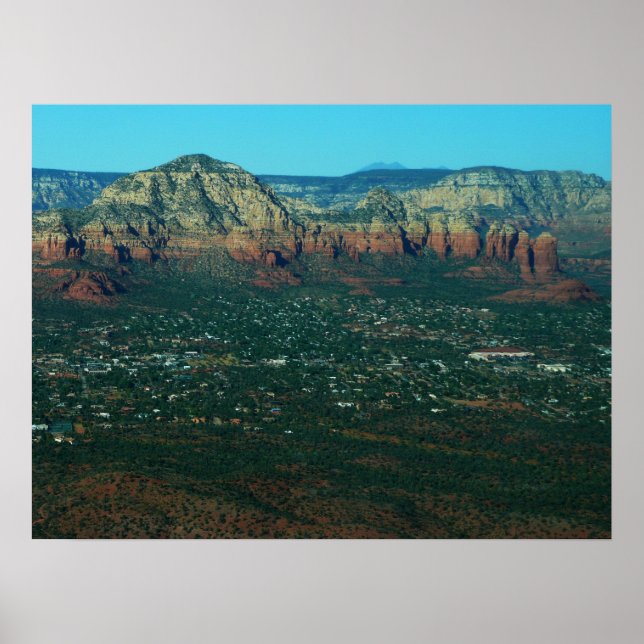 Poster Sedona et Coffee Pot Rock vus d'en haut (Devant)