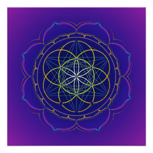 Poster Seed of Life & Metatron's cube mandala