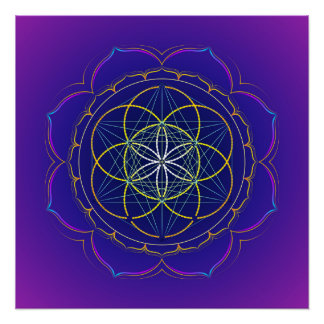 Poster Seed of Life & Metatron's cube mandala