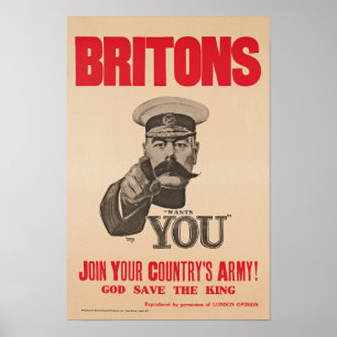 Poster Seigneur Kitchener Wants You WWI Propaganda de