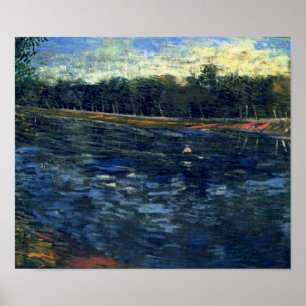 Poster Seine avec bateau à rames Van Gogh Art