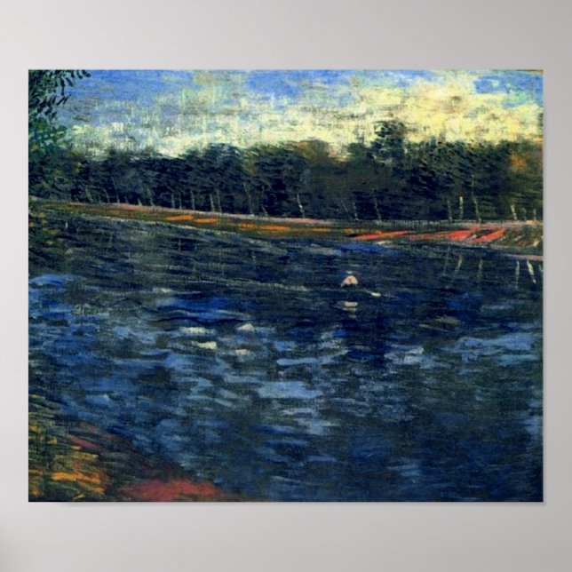 Poster Seine avec bateau à rames Van Gogh Art (Devant)