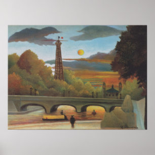 Poster Seine et Tour Eiffel au coucher du soleil par Henr