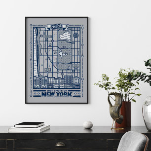 Poster Seinfeld Points chauds de la carte de New York