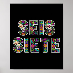 Poster Seis Siete 67 Six Seven Mème Dia De Los Muertos