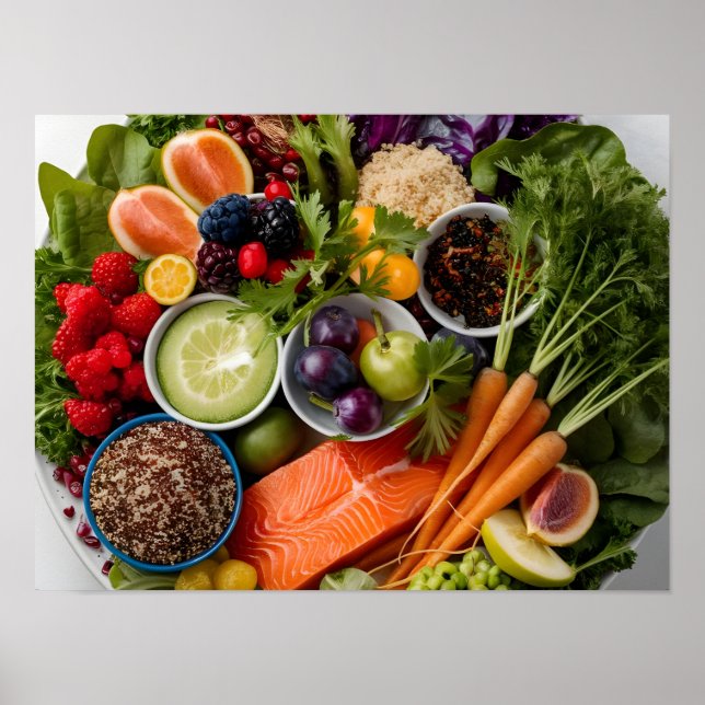 Poster Sélection d'aliments sains du coeur (Devant)