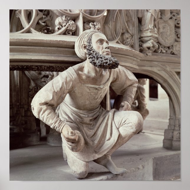 Poster Self portrait of Adam Krafft , stone sculpture (Devant)