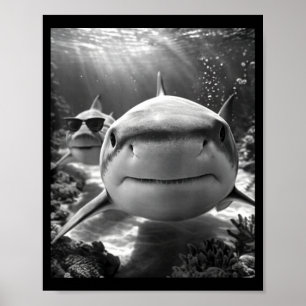 Poster Selfie d'animal de requin cool