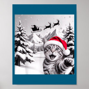 Poster Selfie de chat avec le Père Noël