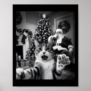 Poster Selfie De Chat De Noël Drôle Avec Santa Claus Cute