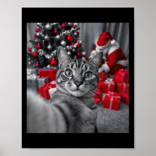 Poster Selfie De Chat Drôle Avec Le Mème De Noël Du Père 