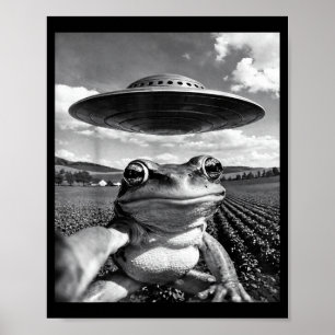 Poster Selfie de grenouille avec un OVNI Grenouille drôle