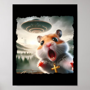 Poster Selfie de hamster drôle avec un voyage alien mème