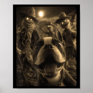 Poster Selfie vintage de Boston Terrier Soky Ecrows Hallo