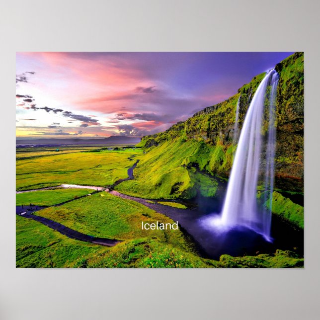 Poster Seljalandfoss, Islande (Devant)