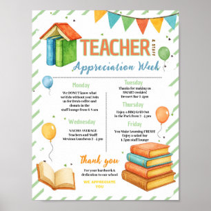 Poster Semaine d'appréciation de l'enseignant de livre d'