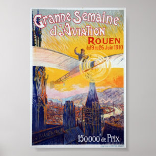 Poster Semaine vintage d'affiche de voyage d'aviation