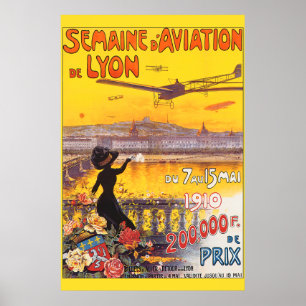 Poster Semaine vintage d'aviation à Lyon France