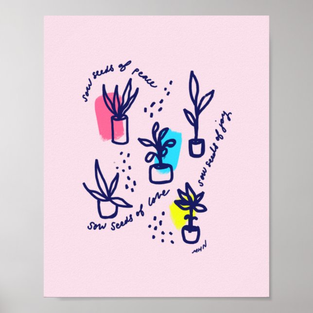 Poster Semer des graines de paix, d'amour et de joie - in (Devant)