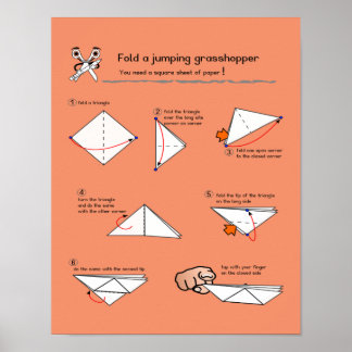 Poster semi-brillant de l'origami Grasshopper