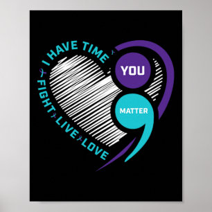 Poster Semi-Colon de sensibilisation au suicide Turquoise