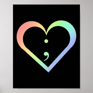 Poster Semicolon arc-en-ciel Sensibilisation à la santé m