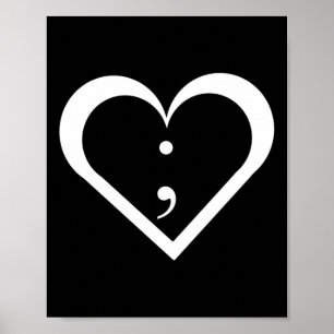 Poster Semicolon Coeur Santé mentale Sensibilisation Long