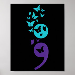 Poster Semicolon de papillon Sensibilisation au suicide S