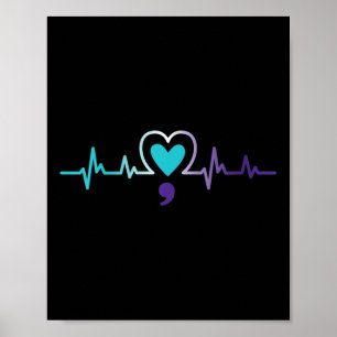 Poster Semicolon de pulsation féminine Prévention du suic