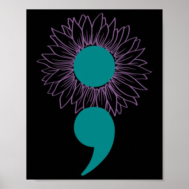 Poster Semicolon de tournesol Sensibilisation au suicide  (Devant)