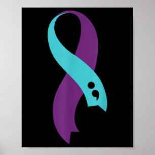 Poster Semicolon du ruban pourpre turquoise Prévention du
