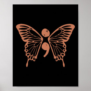 Poster Semicolon papillon 988 Prévention du suicide
