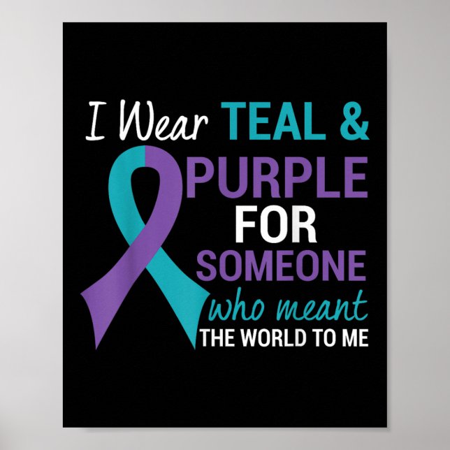 Poster Semicolon Turquoise &amp; Purple Ribbon Suicide (Devant)